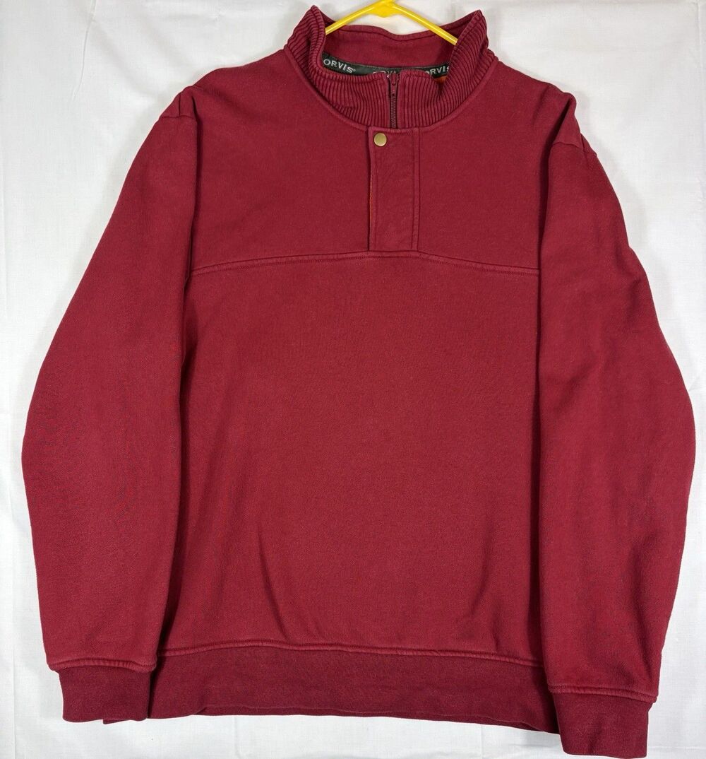 Orvis Maroon 1/4 Zip Sweatshirt LS Pullover Red Fishing Outdoors Men’s XL